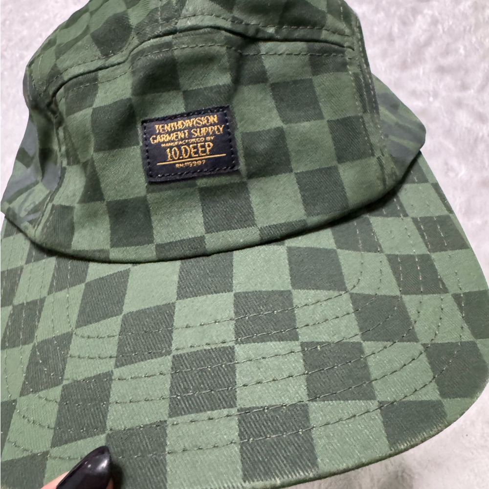 10.Deep Green Checkered Men's Hat - Picture 3 of 12